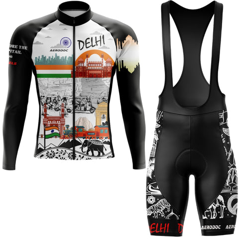 Front view of cycling bib shorts with gel padding for comfort