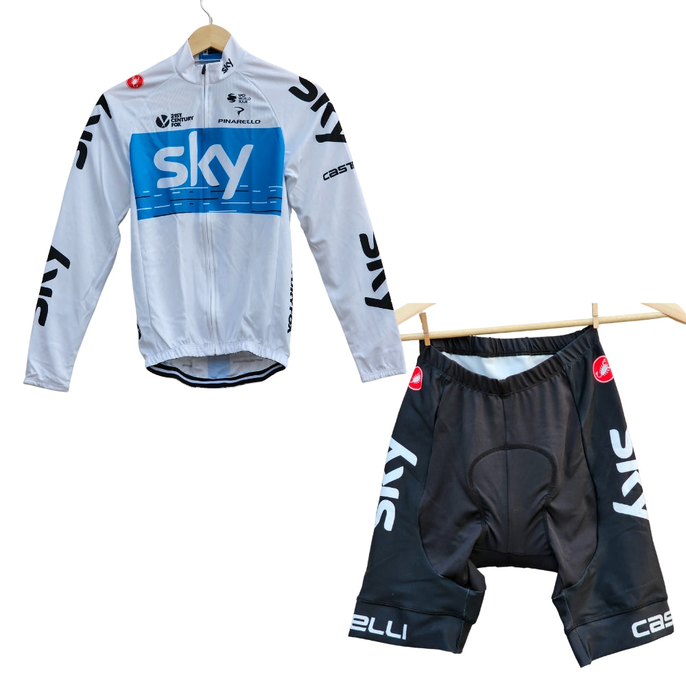 Sky White Cycling Jersey Pro Bicycle Team Cycling Bib Shorts and Full/Half Sleeve GelPad