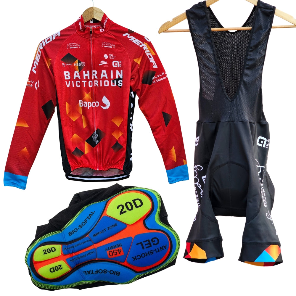 Bahrain High Quality Cycling Jersey Pro Bicycle Team Cycling Bib Shorts and Full/Half Sleeve GelPad