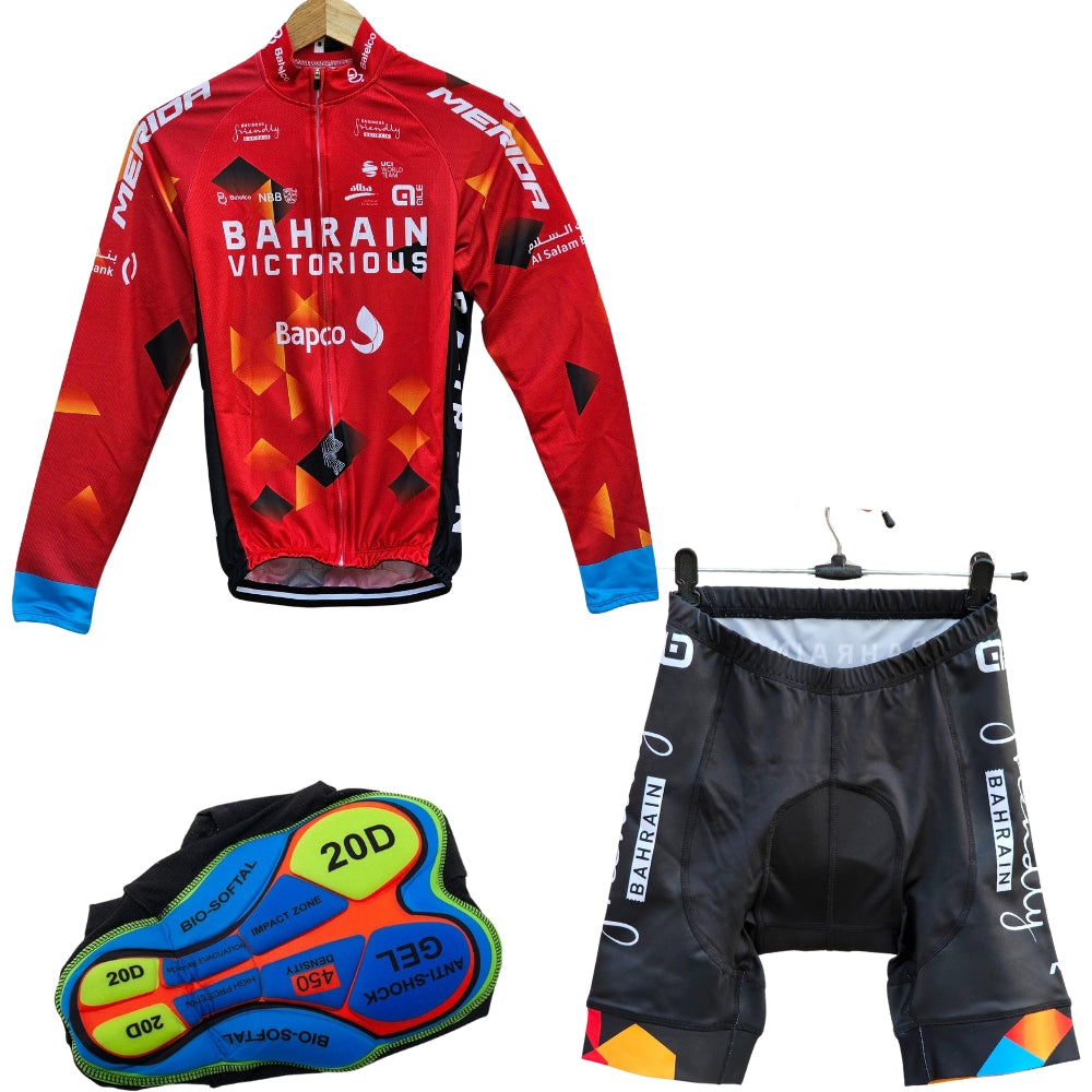 Bahrain High Quality Cycling Jersey Pro Bicycle Team Cycling Bib Shorts and Full/Half Sleeve GelPad