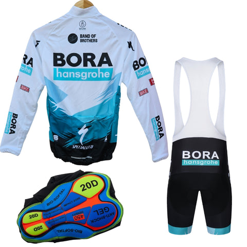 Bora White Cycling jersey Pro Bicycle Team Cycling Bib Shorts and Full/Half Sleeve GelPad