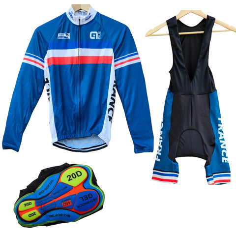 France High Quality Cycling Jersey Pro Bicycle Team Cycling Bib Shorts and Full/Half Sleeve GelPad