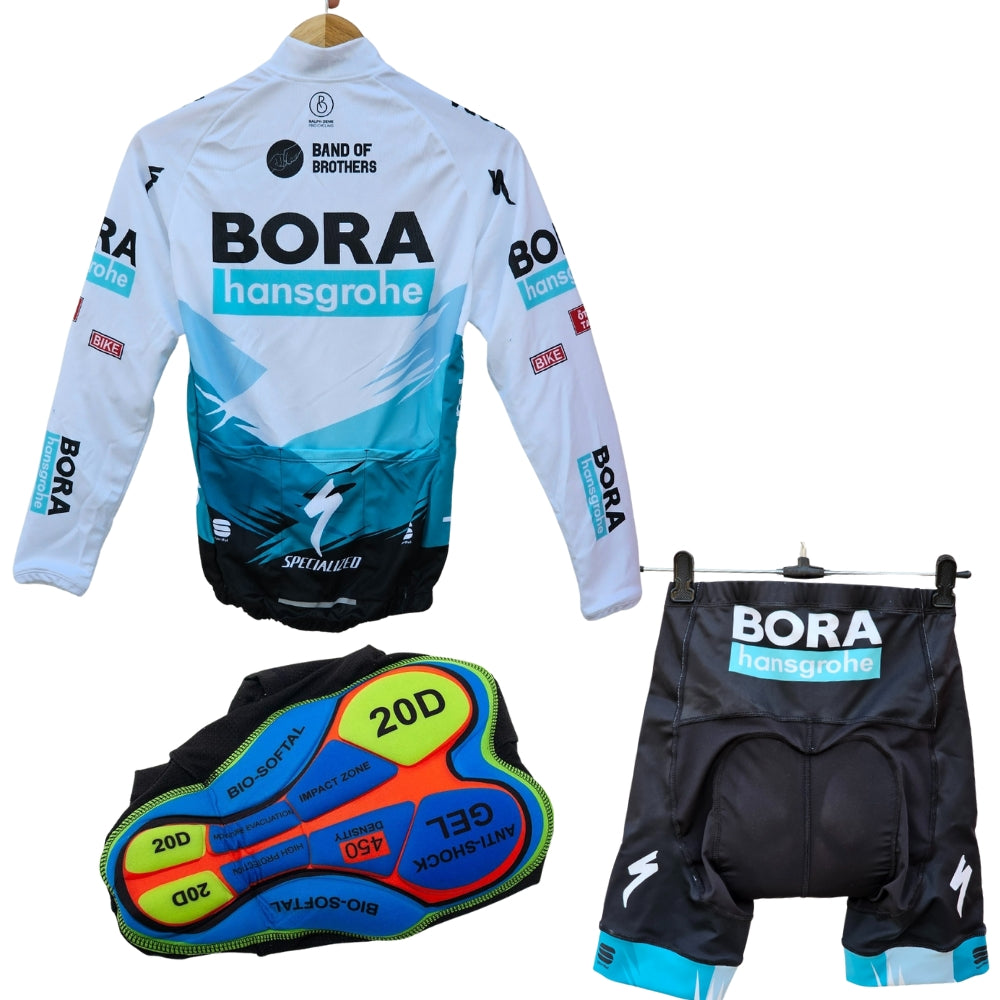 Bora White Cycling jersey Pro Bicycle Team Cycling Bib Shorts and Full/Half Sleeve GelPad