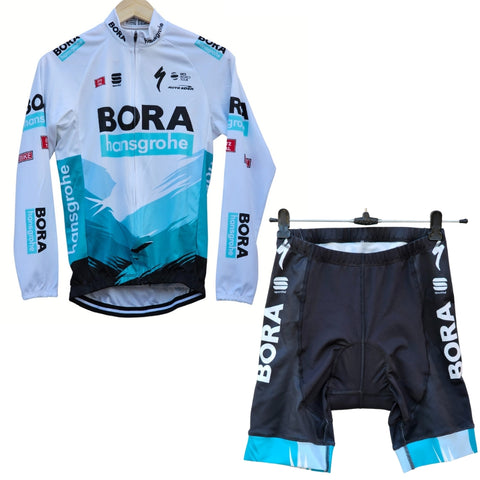 Bora White Cycling jersey Pro Bicycle Team Cycling Bib Shorts and Full/Half Sleeve GelPad