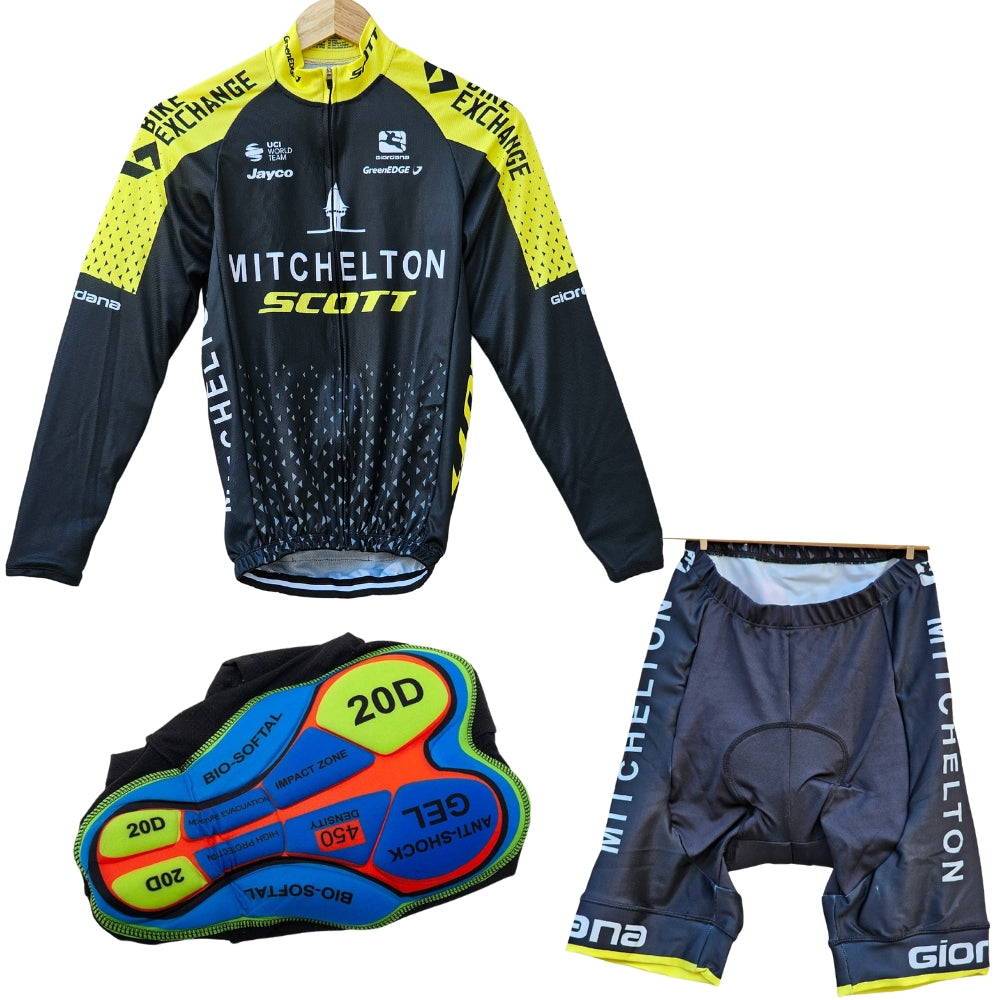 Mitchelton High Quality Cycling Jersey Pro Bicycle Team Cycling Bib Shorts and Full/Half Sleeve GelPad