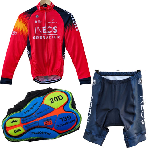 Ineos Red Grenadiers High Quality Cycling Jersey Pro Bicycle Team Cycling Bib Shorts and Full/Half Sleeve GelPad