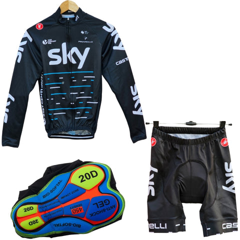 Sky Black High Quality Cycling Jersey Pro Bicycle Team Cycling Bib Shorts and Full/Half Sleeve GelPad