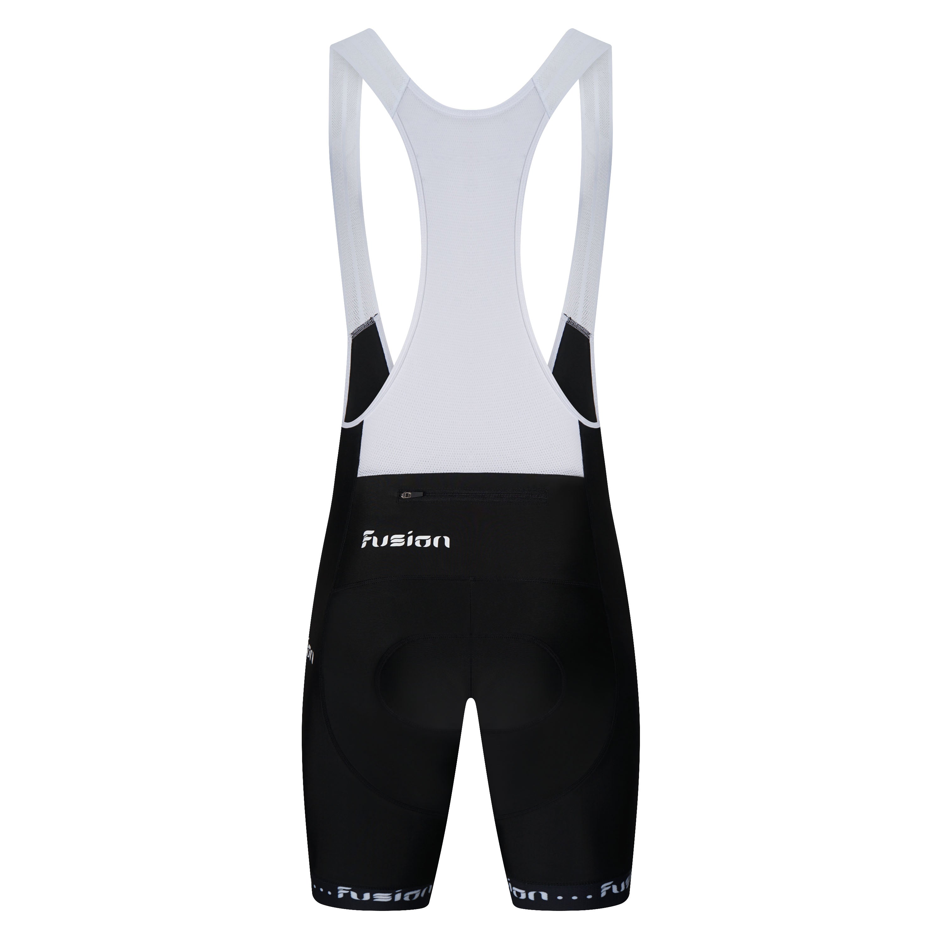 Back view of Fusion Gel Padded Cycling Bib Shorts showcasing ergonomic design.