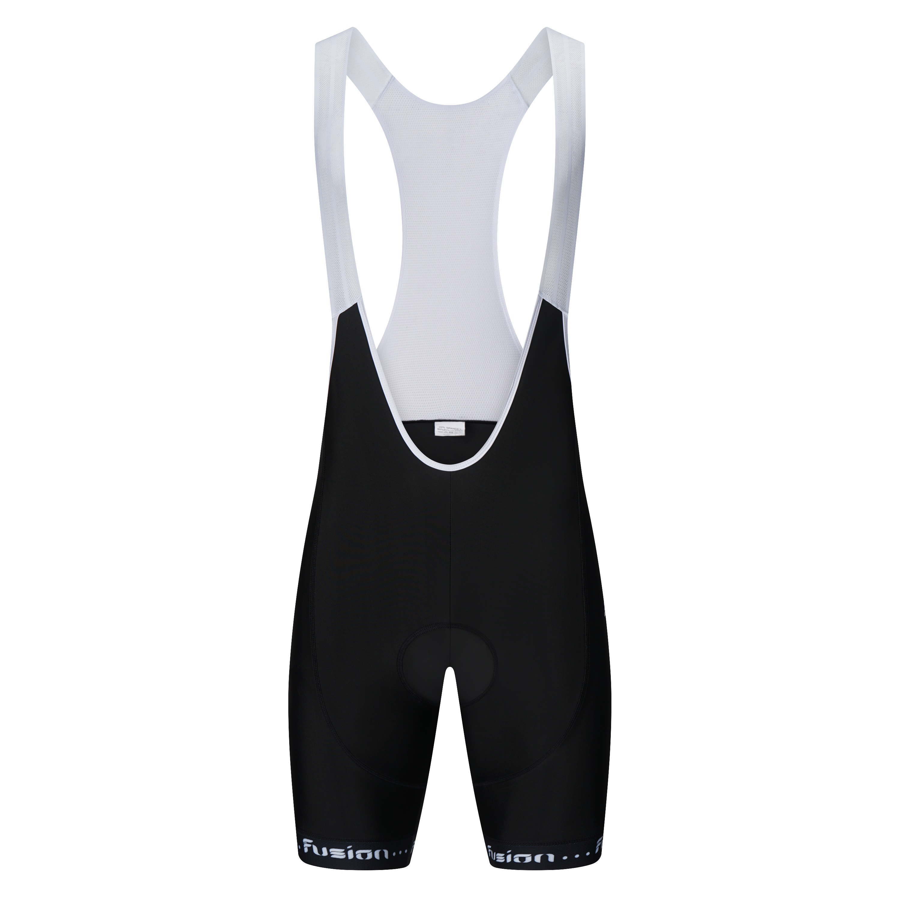 Front view of Fusion Gel Padded Cycling Bib Shorts with breathable fabric.