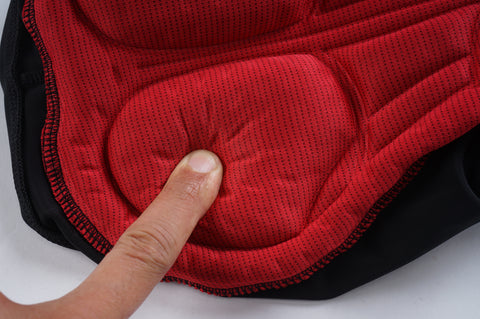 Close-up of multi-density gel padding for added comfort during long rides.