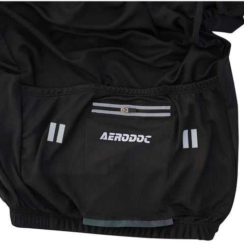 Flat lay of Aerodoc Glide Cycling Jersey showcasing front and back design