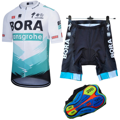 Bora White Cycling jersey Pro Bicycle Team Cycling Bib Shorts and Full/Half Sleeve GelPad