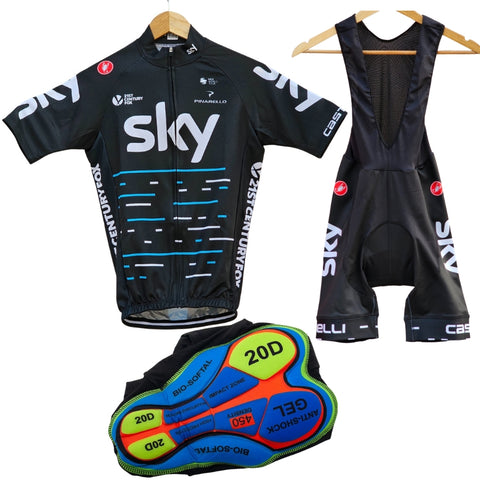 Sky Black High Quality Cycling Jersey Pro Bicycle Team Cycling Bib Shorts and Full/Half Sleeve GelPad