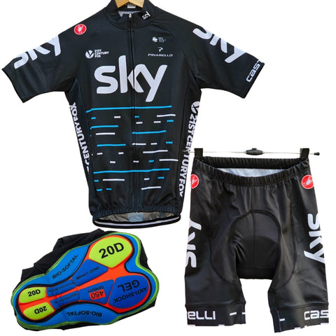 Sky Black High Quality Cycling Jersey Pro Bicycle Team Cycling Bib Shorts and Full/Half Sleeve GelPad