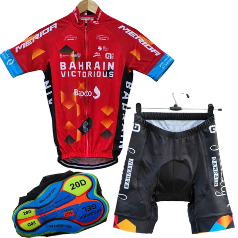 Bahrain High Quality Cycling Jersey Pro Bicycle Team Cycling Bib Shorts and Full/Half Sleeve GelPad