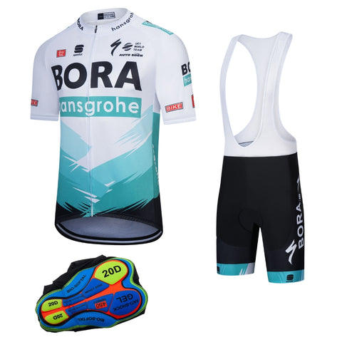 Bora White Cycling jersey Pro Bicycle Team Cycling Bib Shorts and Full/Half Sleeve GelPad