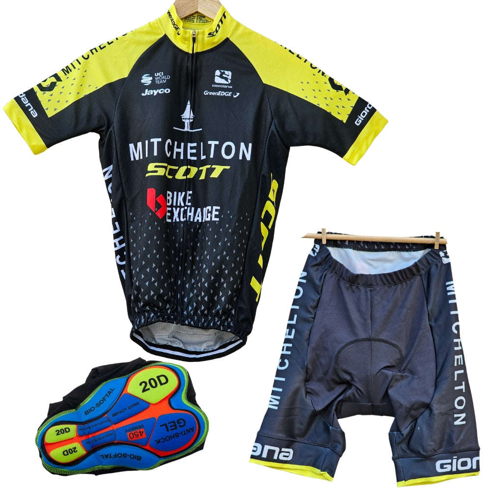 Mitchelton High Quality Cycling Jersey Pro Bicycle Team Cycling Bib Shorts and Full/Half Sleeve GelPad