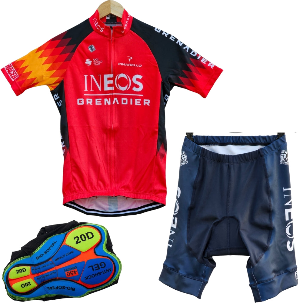 Ineos Red Grenadiers High Quality Cycling Jersey Pro Bicycle Team Cycling Bib Shorts and Full/Half Sleeve GelPad