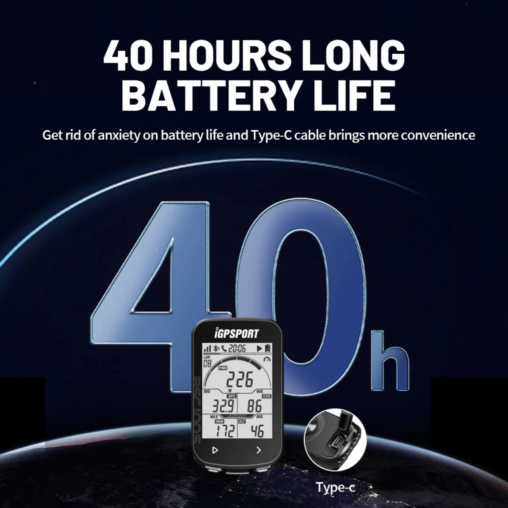 IGPSPORT BSC100S offers 40 hours of battery life for long cycling adventures without recharging

