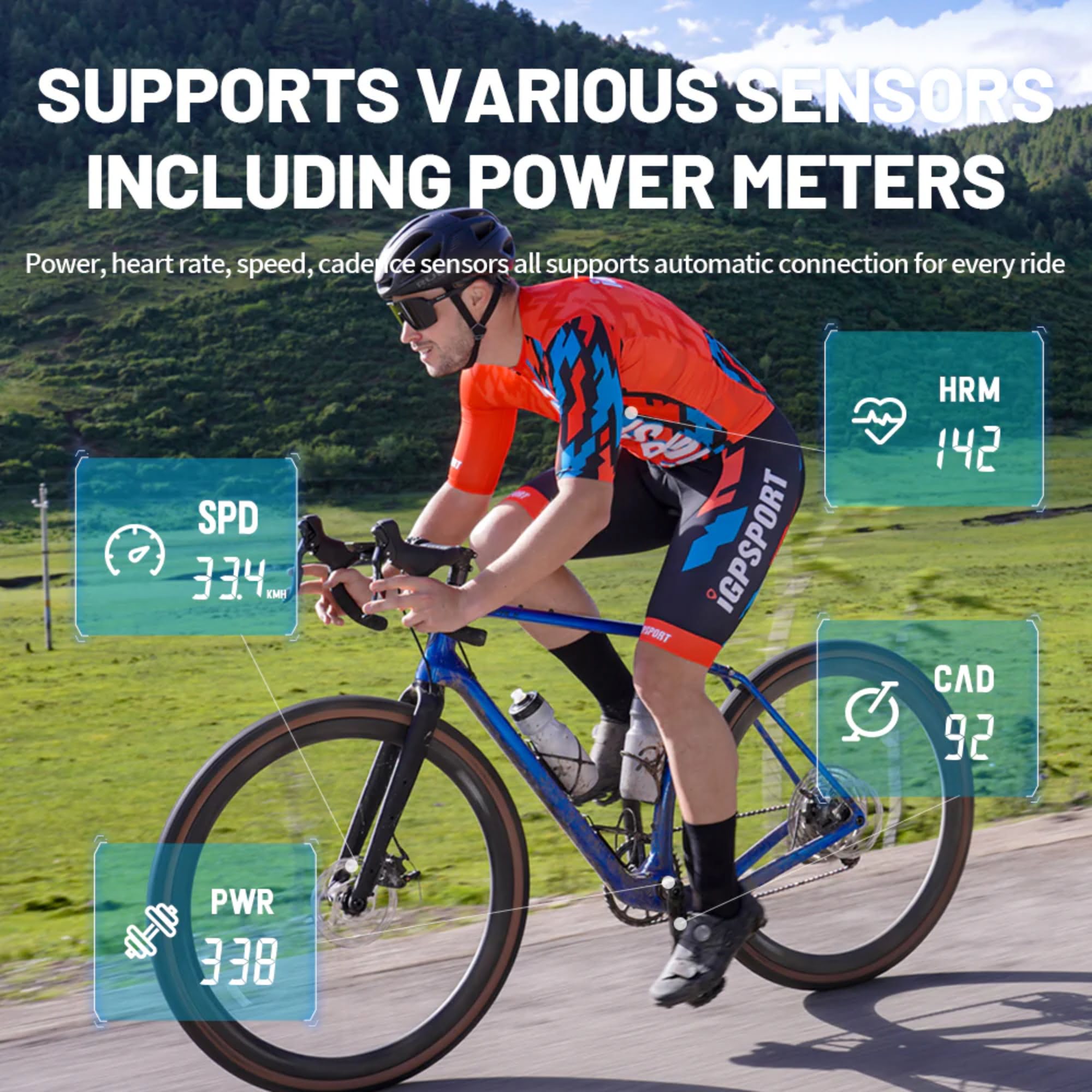 Cyclist using IGPSPORT BSC100S GPS bike computer for accurate ride tracking and performance monitoring