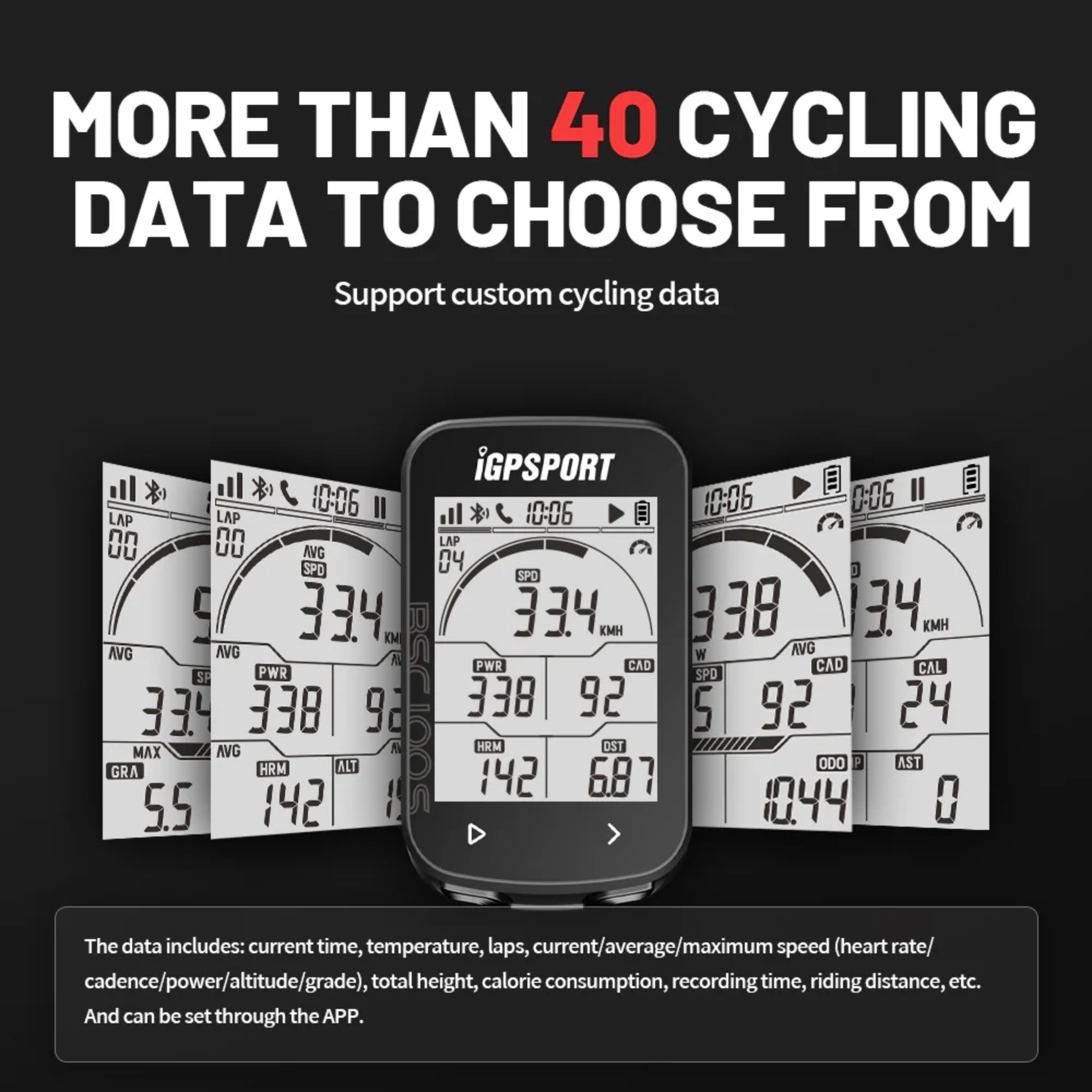 More than 40 cycling data modes available on IGPSPORT BSC100S for personalized performance tracking