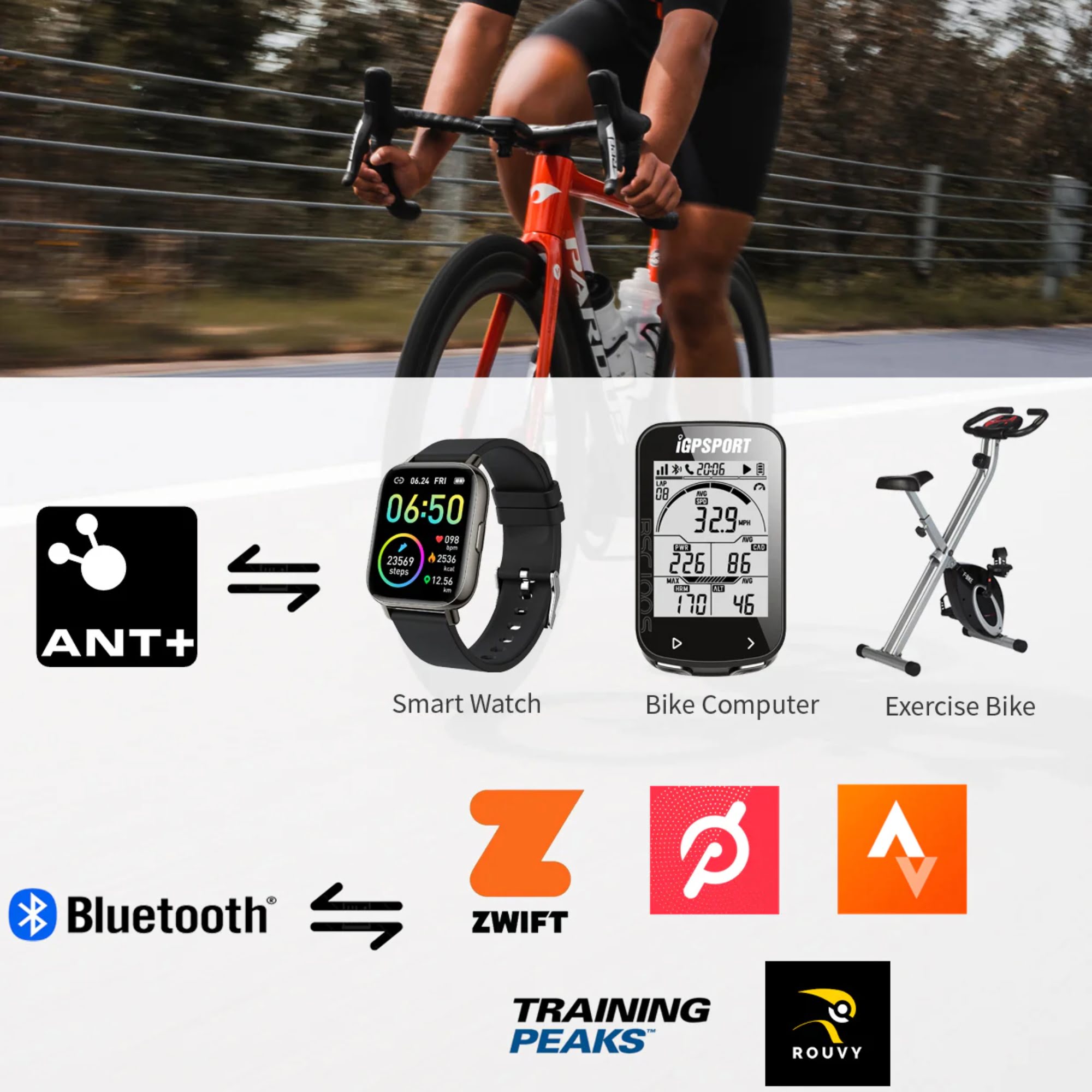 Cyclist using IGPSPORT SPD70 speed sensor mounted on bike - accurate real-time speed tracking