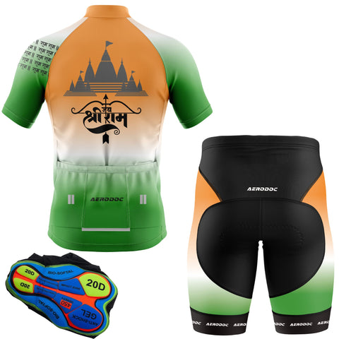 Lord Ram Inspired Cycling Kit – Tricolor Jersey & Gel Padded Bib Shorts