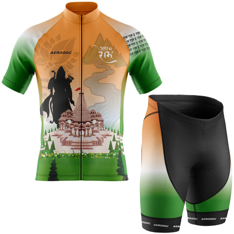 Lord Ram Inspired Cycling Kit – Tricolor Jersey & Gel Padded Bib Shorts