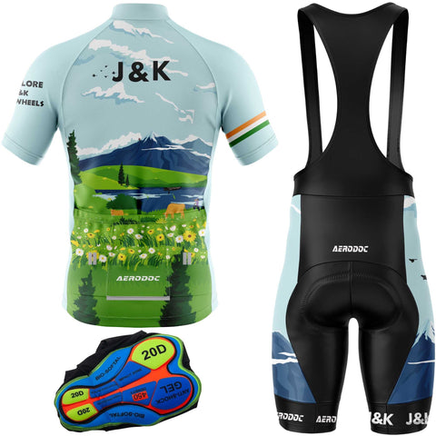 Jammu & Kashmir Pro Cycling Gear – High-performance cycling jersey and bib shorts designed for riders exploring J&K’s scenic routes