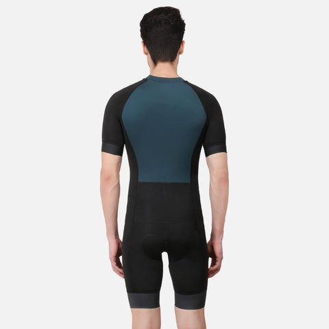 Back view of the Mineral Green Triathlon Suit featuring a streamlined fit and ergonomic design.