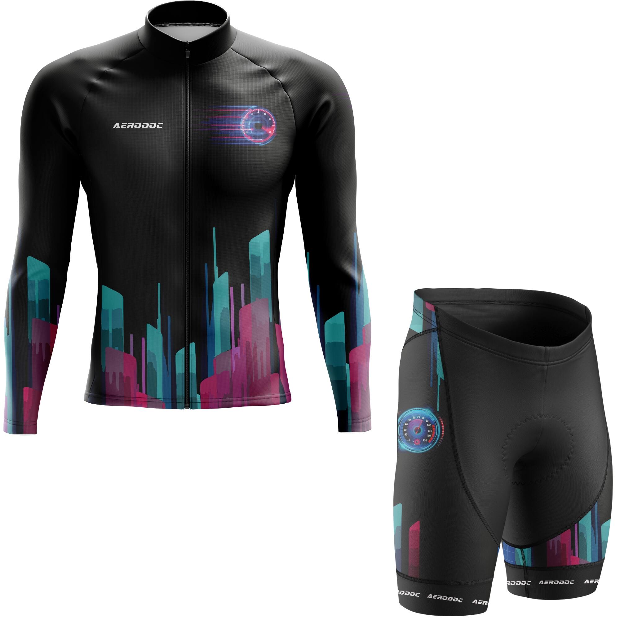 Full set of the Neon Cycling Jersey in Half Sleeves and Bib Shorts, showcasing a matching neon theme for performance and style.