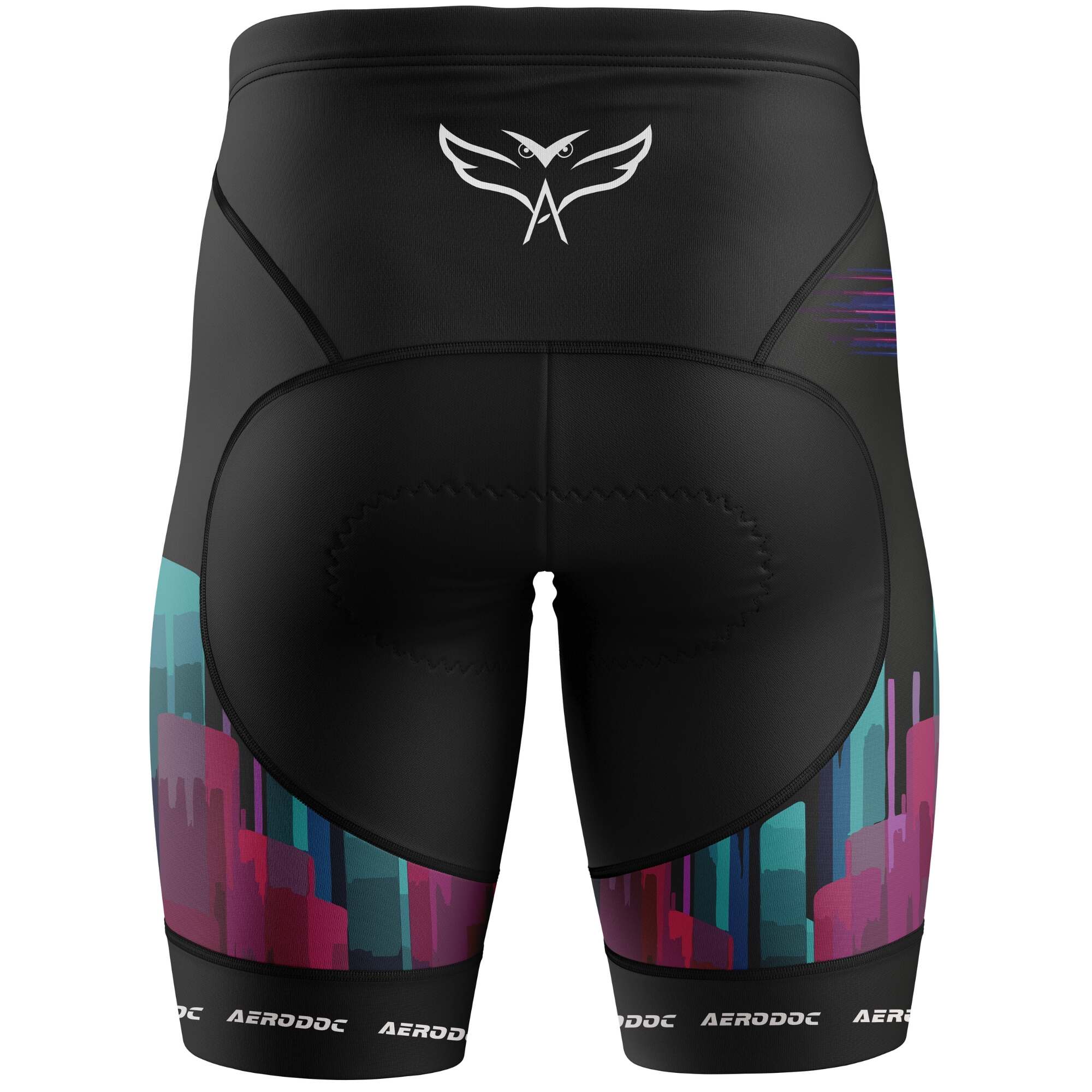  Back view of the Neon Cycling Non-Bib Shorts with ergonomic padding and vibrant neon design.