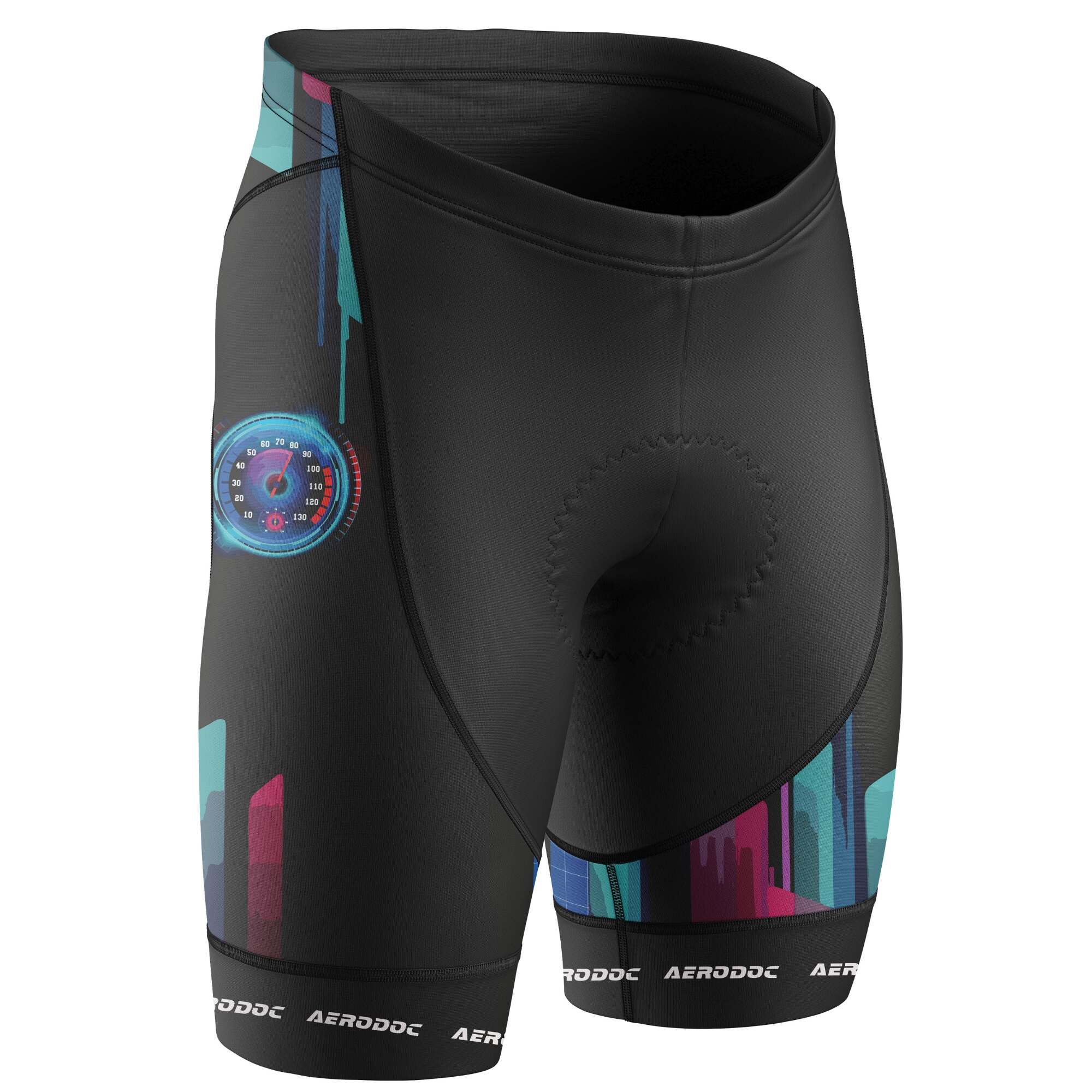 Side view of the Neon Cycling Non-Bib Shorts highlighting the secure silicone grippers and sleek fit.
