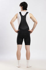 Black cycling bib shorts back view breathable stretch fabric ergonomic fit