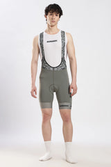 Nitro gel padded cycling bib shorts grey front view for men performance cycling wear