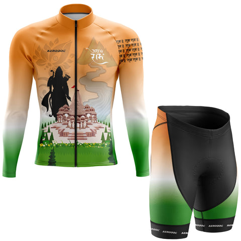 Lord Ram Inspired Cycling Kit – Tricolor Jersey & Gel Padded Bib Shorts