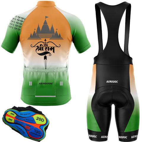 Lord Ram Inspired Cycling Kit – Tricolor Jersey & Gel Padded Bib Shorts