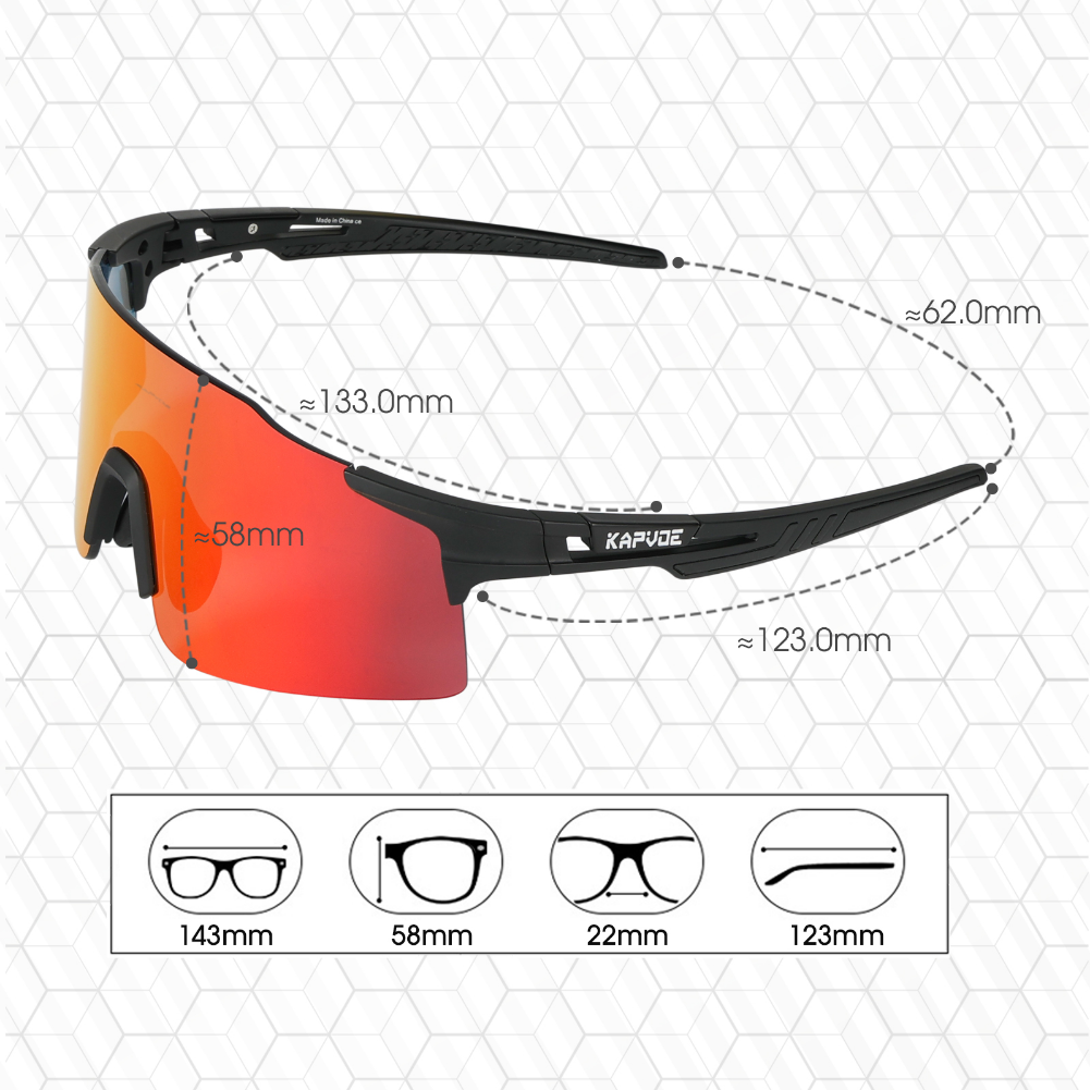 Kapvoe Polarized Sports Glasses Running Man’s Glasses Bicycle Sports Sunglasses MTB. Road Bike Eyewear for Cricket Cycling Goggles