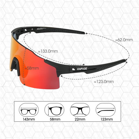 Kapvoe Polarized Sports Glasses Running Man’s Glasses Bicycle Sports Sunglasses MTB. Road Bike Eyewear for Cricket Cycling Goggles