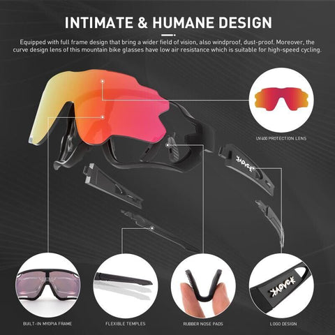 Kapvoe Sports Polarized Goggles with 5 Lenses for Mountain Bike ATV Outdoor Sports Sunglasses MTB Eyewear