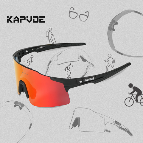 Kapvoe Polarized Sports Glasses Running Man’s Glasses Bicycle Sports Sunglasses MTB. Road Bike Eyewear for Cricket Cycling Goggles