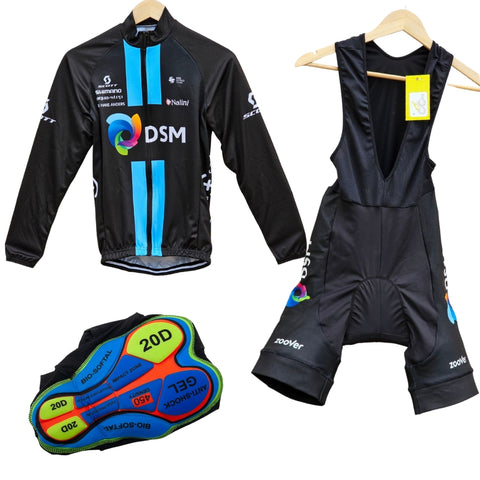 DSM 2024 High Quality Cycling Jersey Pro Bicycle Team Cycling Bib Shorts and Full/Half Sleeve GelPad