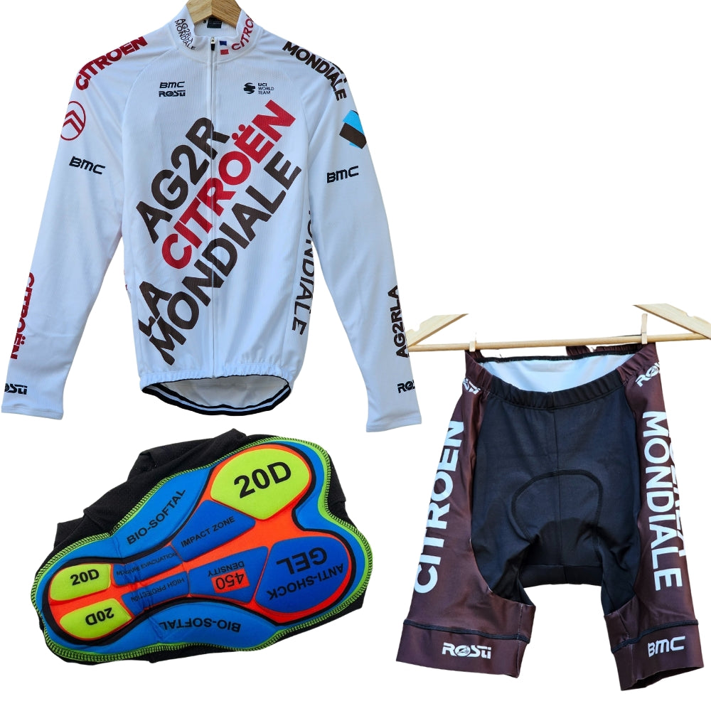 AG2R High Quality Cycling Jersey Pro Bicycle Team Cycling Bib Shorts and Full/Half Sleeve GelPad