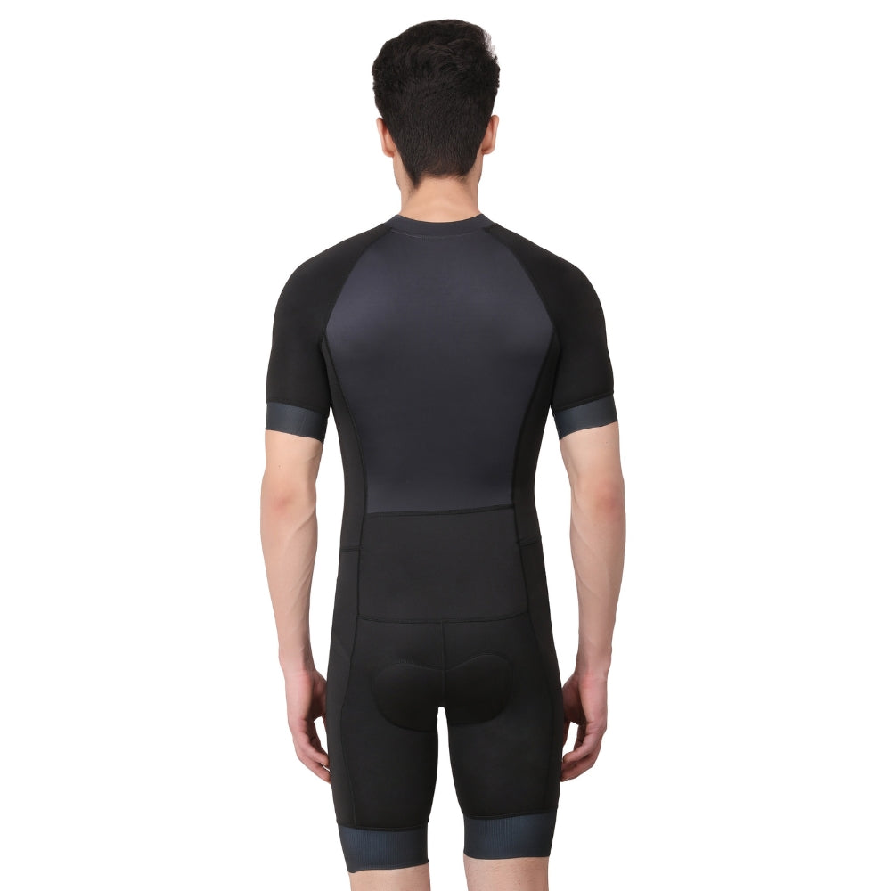 Aerodoc Grayish Men Triathlon Tri Suit Gel Padded Compression Running Swimming Cycling Skinsuit