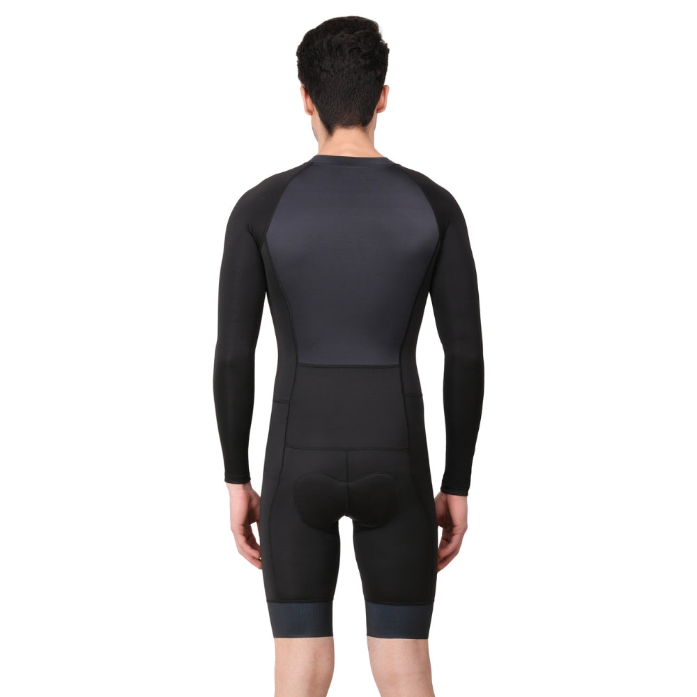 Aerodoc Grayish Men Triathlon Tri Suit Gel Padded Compression Running Swimming Cycling Skinsuit