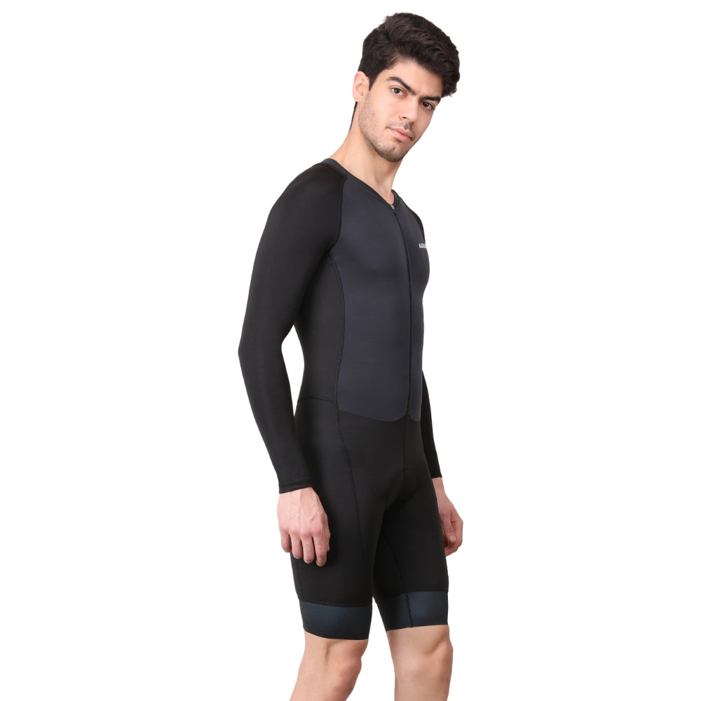 Aerodoc Grayish Men Triathlon Tri Suit Gel Padded Compression Running Swimming Cycling Skinsuit