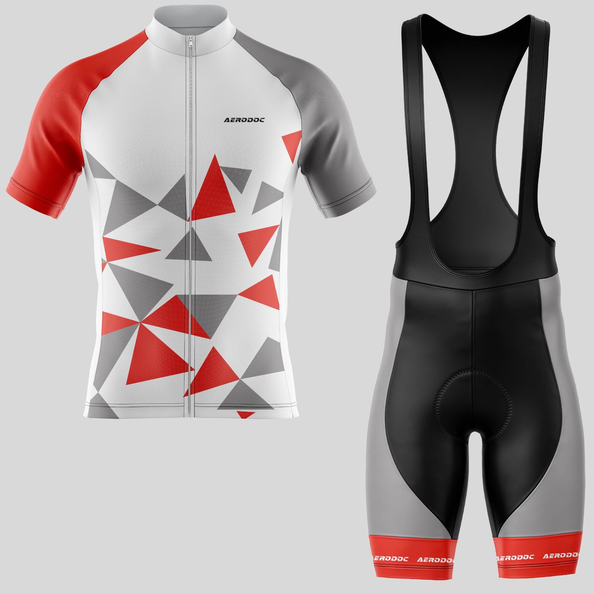 Front view of Half Sleeve Cycling Jersey and Bib Shorts from Triangular Vibe Set