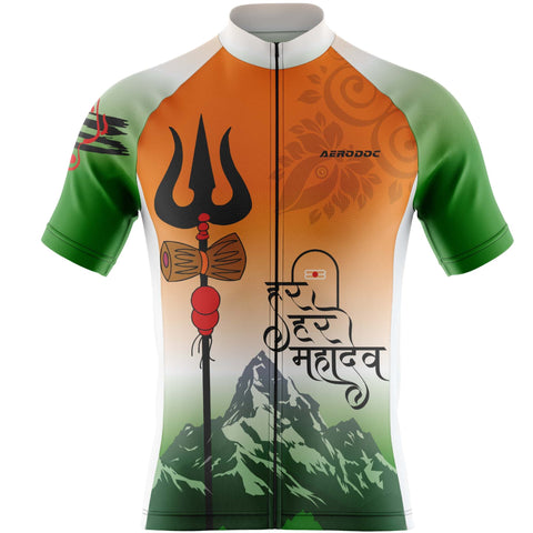 Tricolor Mahadev Cycling Jersey with Bib Shorts – Set Front View
