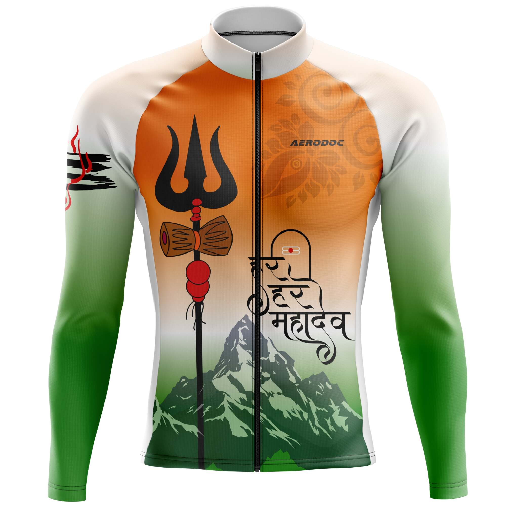 Tricolor Mahadev Cycling Jersey – Long Sleeve Front View
