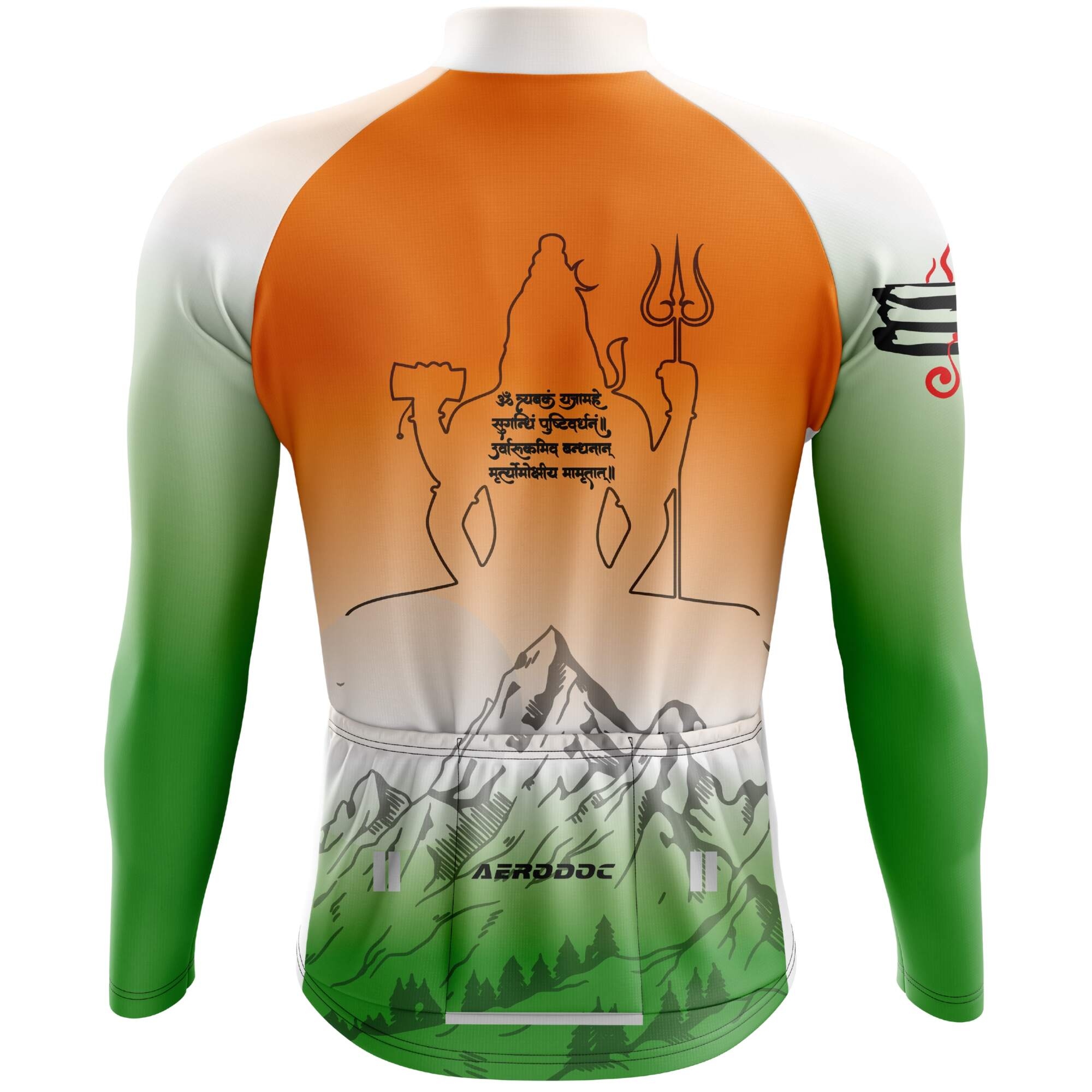 Tricolor Mahadev Cycling Jersey – Long Sleeve Back View
